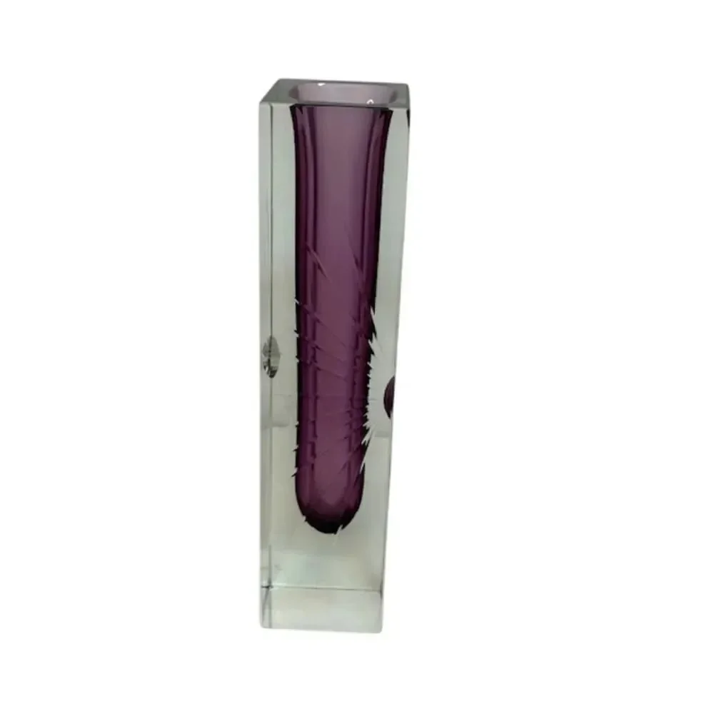 Sommerso Technique Pagnin & Bon Murano glass vase purple pink glass starburst
